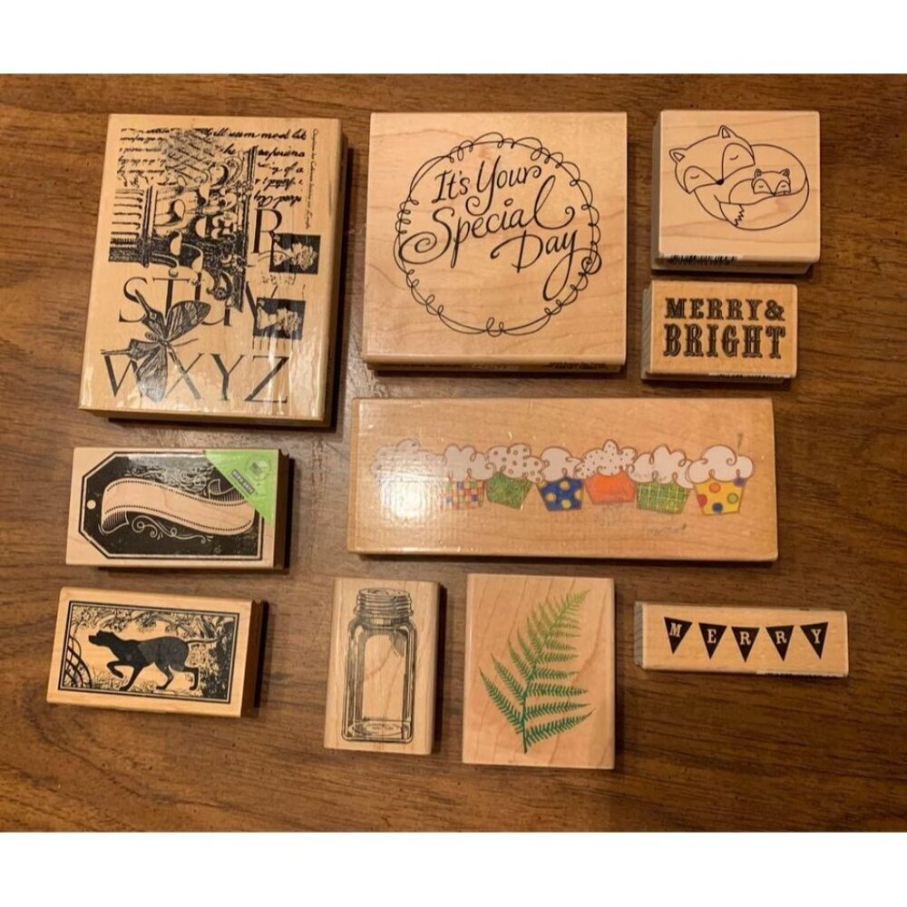 Lot Of 10 Rubber Stamps